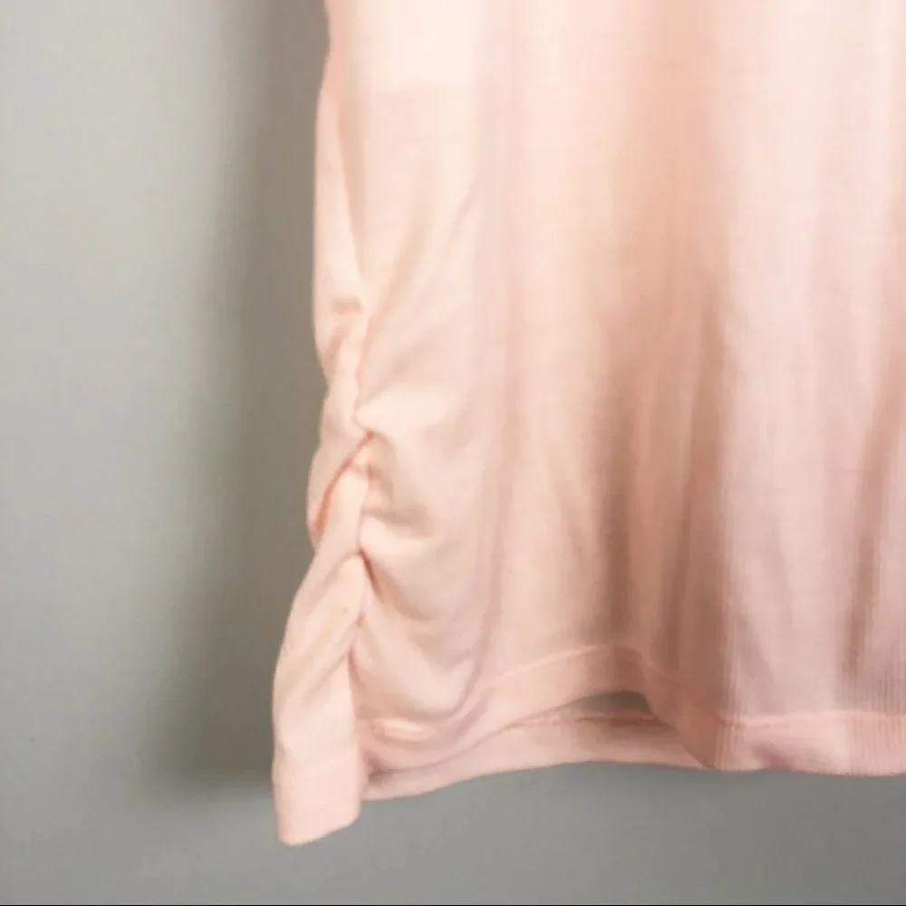 NIKE | Ribbed Scoop Back Peach Tank Top Dri-Fit Ruched Sides Plus Sz Women’s 1X